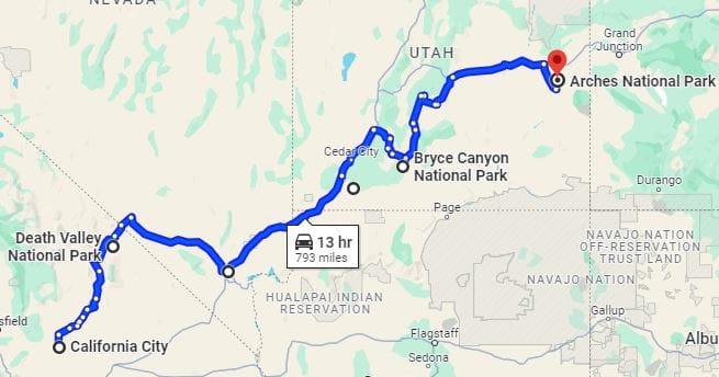 California to Utah Road Trip passing through death valley national park
