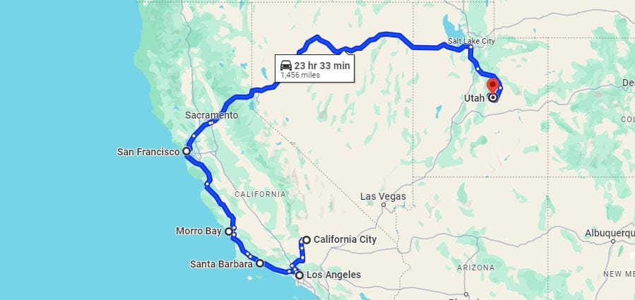 California to Utah Road Trip